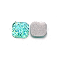 Resin Cabochons, Square, Turquoise, 9.5x9.5x3mm(RESI-WH0026-02G)