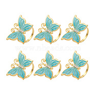 Butterfly Zinc Alloy Napkin Rings, Napkin Holder Adornment, Restaurant Daily Accessiroes, Golden, Light Sea Green, 45x41mm, Inner Diameter: 39mm(EL-TAC0001-10B)