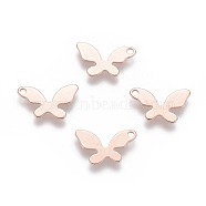 201 Stainless Steel Charms, Butterfly, Rose Gold, 8.5x14x0.8mm, Hole: 1.2mm(STAS-H436-55RG)