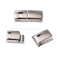 316 Surgical Stainless Steel Magnetic Clasps with Glue-in Ends, Rectangle, Stainless Steel Color, 23x10x6mm, Inner Diameter: 8x4mm(STAS-G241-14A-P)