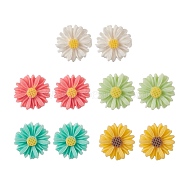 Resin Flower Stud Earrings, Golden 304 Stainless Steel Jewelry for Women, Mixed Color, 13.5mm, Pin: 0.7mm(EJEW-JE05230)
