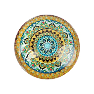 Geometric Flower Printed Glass Cabochons, Half Round/Dome, Colorful, 25x7mm(GGLA-N004-25mm-G05)