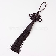 Polyester Tassel Pendant Decorations, Chinese Knots, Coconut Brown, 200~220x47~53mm(AJEW-WH0049-A02)