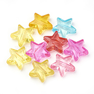 Transparent Acrylic Beads, Star, Mixed Color, 13x14x5mm, Hole: 1.5mm, about 1130pcs/500g(MACR-S296-27)