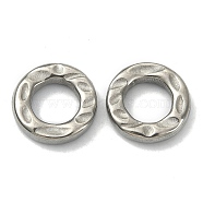 304 Stainless Steel linking Rings, Hammered, Round Ring, Stainless Steel Color, 12.1x2.7mm, Inner Diameter: 6.5mm(STAS-E191-12P)