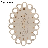 Wooden Embroidery Thread Plate, Cross Stitch Threading Board Tools, Oval, Sea Horse, 15x10.6cm(PW-WG93817-05)