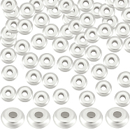 100Pcs Brass Spacer Beads, Long-Lasting Plated, Flat Round, 925 Sterling Silver Plated, 7x2mm, Hole: 1.5mm(KK-BBC0010-65)