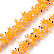 Handmade Bumpy Lampwork Beads Strands, Octopus, Orange, 15~20x22~24x22~24mm, Hole: 1.6mm, about 30pcs/strand, 17.72 inch~21.65 inch(45~55cm)(LAMP-N021-37D)