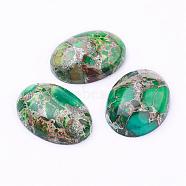 Synthetic Regalite/Imperial Jasper/Sea Sediment Jasper Cabochons, Dyed, Oval, Lime Green, 24.5~25x18x7~8mm(G-E377-01A)