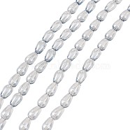 Electroplate Transparent Glass Beads Strands, teardrop, Full Rainbow Plated, Light Steel Blue, 8x13mm, Hole: 1mm, about 62pcs/strand, 31.5 inch(EGLA-TA0001-02B)