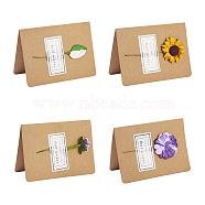 Kissitty 32Pcs 4 Colors Paper Cards, with Dried Flower, for Bridal Shower, Wedding, Party, Mixed Color, 110x80x2mm, 8pcs/color(DIY-KS0001-15)