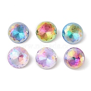 Glass Rhinestone Cabochons, Flat Back & Back Plated, Faceted, Diamond, Mixed Color, 10x5.5mm(RGLA-L029-10B)