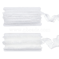 2 Cards 2 Styles Polycotton Pleated Elastic Lace Ribbon, Wave Edge Lace Trim, Clothes Accessories, Flat, White, 3/4~1-1/8 inch(20~30mm), about 10.94 Yards(10m)/Card, 1 card/style(OCOR-FG0001-69A)