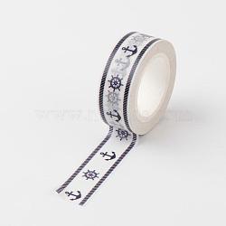 DIY Anchor Pattern Scrapbook, Decorative Paper Tapes, Adhesive Tapes, Black, 15mm, about 10m/roll(DIY-F004-08C)