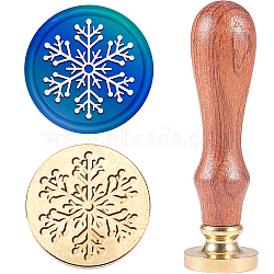 Christmas Theme Wax Seal Stamp Set, Sealing Wax Stamp Solid Brass Head with Wooden Handle, for Envelopes Invitations, Gift Card, Snowflake, 83x22mm, Stamps: 25x14.5mm(AJEW-WH0208-959)