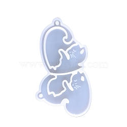 Valentine's Day Cat DIY Silicone Split Pendant Molds, Resin Casting Molds, for UV Resin, Epoxy Resin Jewelry Making, White, 90x50mm(PW-WG35006-01)