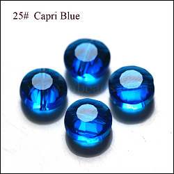 Imitation Austrian Crystal Beads, Grade AAA, K9 Glass, Faceted, Flat Round, Dodger Blue, 6x3.5mm, Hole: 0.7~0.9mm(SWAR-F065-6mm-25)