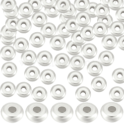 100Pcs Brass Spacer Beads, Long-Lasting Plated, Flat Round, 925 Sterling Silver Plated, 7x2mm, Hole: 1.5mm(KK-BBC0010-65)