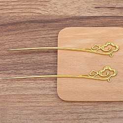 Ancient Style Alloy Hair Stick Finding, for DIY Jewelry Accessories, Cloud, Golden, 153x22mm, 20pcs/set(PW-WGB506A-02)