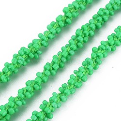 Polyester Cord, with Glass Seed Beads, Spring Green, 1/4 inch(5~6mm)(NWIR-N015-001G)
