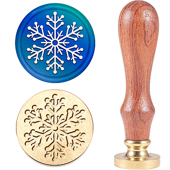 Christmas Theme Wax Seal Stamp Set, Sealing Wax Stamp Solid Brass Head with Wooden Handle, for Envelopes Invitations, Gift Card, Snowflake, 83x22mm, Stamps: 25x14.5mm