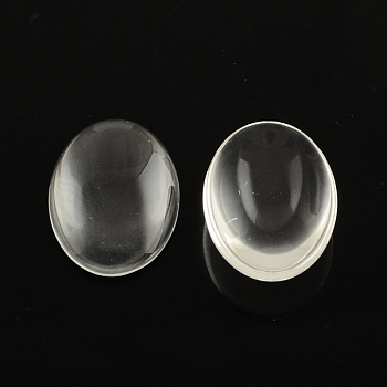 Transparent Oval Glass Cabochons,, Clear, 20x15x5mm