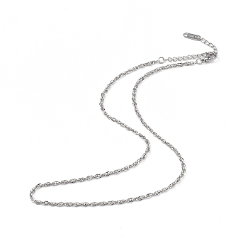 304 Stainless Steel Rope Chain Necklace for Men Women, Stainless Steel Color, 15.87 inch(40.3cm)