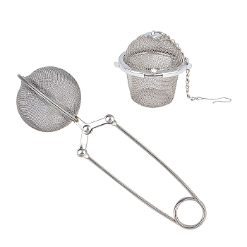 Elite 1PC Stainless Steel Mesh Tea Ball Infuser, with 1PC Snap Ball Tea Strainer, Stainless Steel Color, 14cm, 15.9x5.3x4.4cm