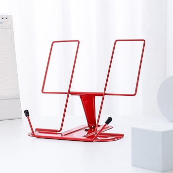Adjustable Iron Desktop Book Stands, Book Display Easel for Books, Piano Score, Magazines, Tablet, Red, 180x160x160mm