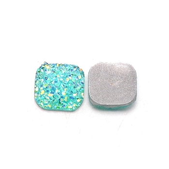 Resin Cabochons, Square, Turquoise, 9.5x9.5x3mm