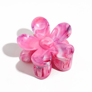 Gradient Color Plastic Claw Hair Clips, for Women Girls, Flower, Hot Pink, 73x70mm