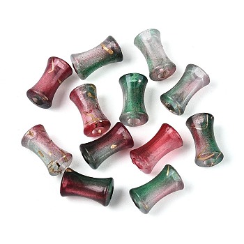 Transparent Acrylic Beads, Drawbench Style, Bamboo Joint, with Glitter Powder, Brown, 11.5~12x7mm, Hole: 3mm, about: 3571pcs/500g