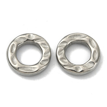 304 Stainless Steel linking Rings, Hammered, Round Ring, Stainless Steel Color, 12.1x2.7mm, Inner Diameter: 6.5mm