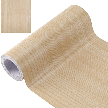 Wood Grain Pattern PVC Self-Adhesive Tapes, Veneer Edge Banding, Cornsilk, 202x0.1mm, 10m/roll