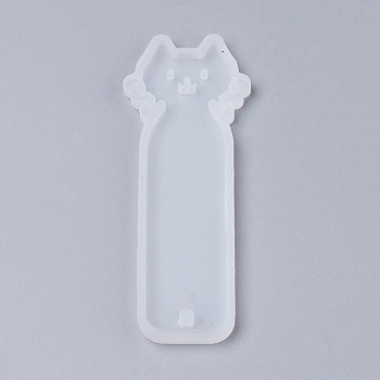 Silicone Bookmark Molds, Resin Casting Molds, Cat Shape, White, 93x35x4.5mm, Inner Diameter: 89x31mm