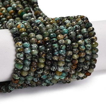 Natural African Turquoise(Jasper) Beads Strands, Faceted, Rondelle, 4x2.5mm, Hole: 0.8mm, about 147pcs/strand, 15.55 inch(39.5cm)