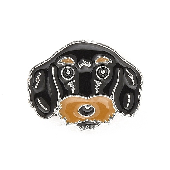 Dog Enamel Pin with Brass Butterfly Clutches, Alloy Badge for Backpack Clothing, Dachshund, 19.5x25x10mm, Pin: 1.1mm