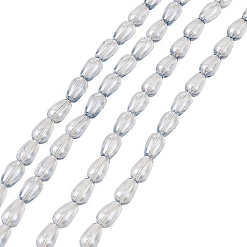 Electroplate Transparent Glass Beads Strands, teardrop, Full Rainbow Plated, Light Steel Blue, 8x13mm, Hole: 1mm, about 62pcs/strand, 31.5 inch