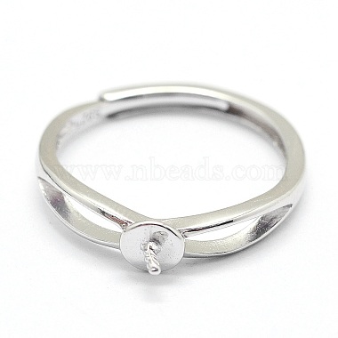 Adjustable Rhodium Plated 925 Sterling Silver Ring Components(STER-I016-016P)-2