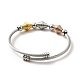 304 Stainless Steel Bicone Beaded Open Cuff Bangle(BJEW-P283-51)-3