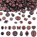 257Pcs Opaque Acrylic Beads, Red Color Enlaced, Mixed Shapes, Black, 10.5~21.5x8~15x4~9mm, Hole: 1.2~1.8mm(OACR-TA0003-67)