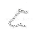 Brass End with Chain, with   Lobster Claw Clasps, Silver, 46mm(FIND-H019-06S)