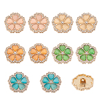10Pcs 5 Colors 1-Hole Alloy Rhinestone Shank Buttons, with Cat Eye, Flower, Mixed Color, 18x19x8mm, Hole: 2mm, 2pcs/color(BUTT-GO0001-05)