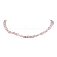 Natural Rose Quartz Chip Beaded Necklace, Golden, 15.94~15.98 inch(40.5~40.6cm)(NJEW-JN04616-03)