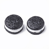 Resin Decoden Cabochons, Biscuit, Imitation Food, Black, 15x7.5mm(CRES-N016-29A)