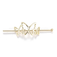 Alloy Hair Sticks, Hollow Hair Ponytail Holder, for DIY Japanese Style Hair Stick Accessories, Butterfly, Golden, 54x26x2mm(X-OHAR-Z001-04G)