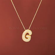 Brass Micro Pave Clear Cubic Zirconia Initial Pendant Necklaces for Women, Golden, Letter G, 15.75 inch(40cm)(FS-WGDC51D-07)