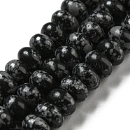 Synthetic Snowflake Obsidian Beads Strands, Rondelle, 8~8.5x5~5.5mm, Hole: 1.2mm, about 76~77pcs/strand, 15.20''~15.47"(38.6~39.3cm)(G-D077-E01-03)
