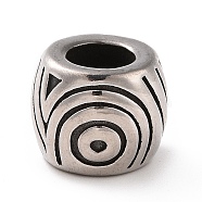304 Stainless Steel European Beads, Large Hole Beads, Drum, Antique Silver, 10x12mm, Hole: 6mm(STAS-M301-20AS)