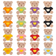 16Pcs 8 Colors Polyester Sew On Patches, Cloth Appliques, Bear, Mixed Color, 65.5x50x2.5mm, 2pcs/color(PATC-FG0001-98)